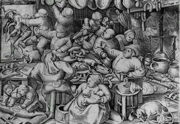 The Fat Kitchen by Pieter Bruegel The Elder - Hand-Painted Oil Painting Reproduction