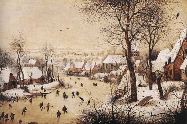 Main Product Photo of Winter Landscape with Skaters and Bird Trap Painting by Pieter Bruegel The Elder