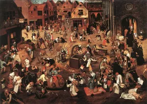 Battle of Carnival and Lent by Pieter Bruegel The Younger Oil Painting