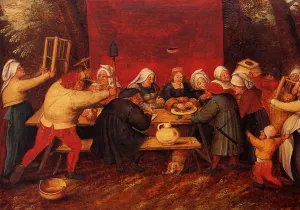 Giving Presents at a Wedding by Pieter Bruegel The Younger Oil Painting