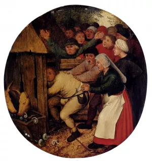 Pushed Into The Pig Sty painting by Pieter Bruegel The Younger