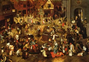 The Battle Between Lent and Carnival by Pieter Bruegel The Younger - Oil Painting Reproduction