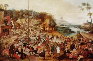 The Dance around the May Pole by Pieter Bruegel The Younger Oil Painting