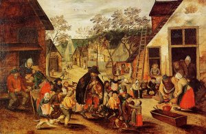 The Organ Grinder by Pieter Bruegel The Younger Oil Painting