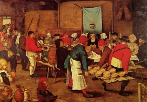 The Wedding Feast in a Barn by Pieter Bruegel The Younger Oil Painting