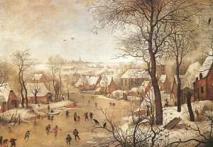 Winter Landscape with a Bird-trap by Pieter Bruegel The Younger Oil Painting