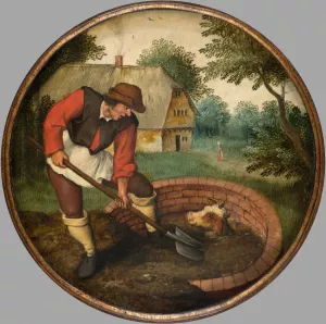 It is too Late to Fill in the Well After the Calf has Drowned Oil painting by Pieter Brueghel The Younger