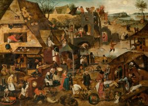 Proverbs by Pieter Brueghel The Younger Oil Painting