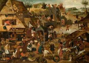 Proverbs by Pieter Brueghel The Younger Oil Painting