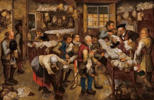 The tax-collector's office by Pieter Brueghel The Younger Oil Painting