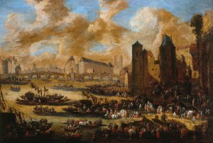 Le Pont-Neuf, la Cite, la Tour et la Porte de Nesle by Pieter Casteels Oil Painting