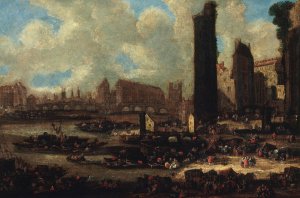 Le Pont-Neuf, la Cite, la Tour et la Porte de Nesle by Pieter Casteels Oil Painting