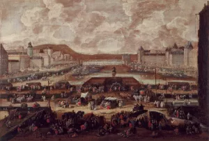 Le Pont-Neuf, la Seine et le Louvre by Pieter Casteels Oil Painting
