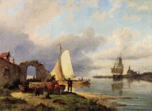 On The Spaarne, Haarlem painting by Pieter Christian Dommerson