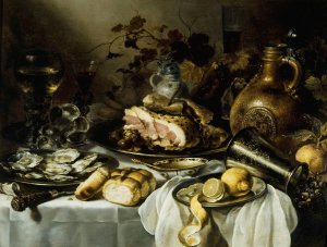 Still life with ham by Pieter Claesz Oil Painting