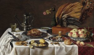 Still Life with Peacock Pie by Pieter Claesz Oil Painting
