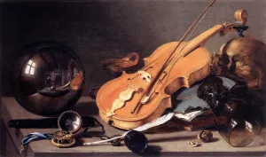 Vanitas with Violin and Glass Ball by Pieter Claesz Oil Painting