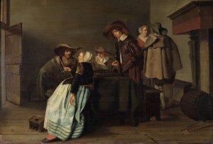 A Conversation by Pieter Codde Oil Painting