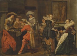 An elegant company in an interior by Pieter Codde Oil Painting
