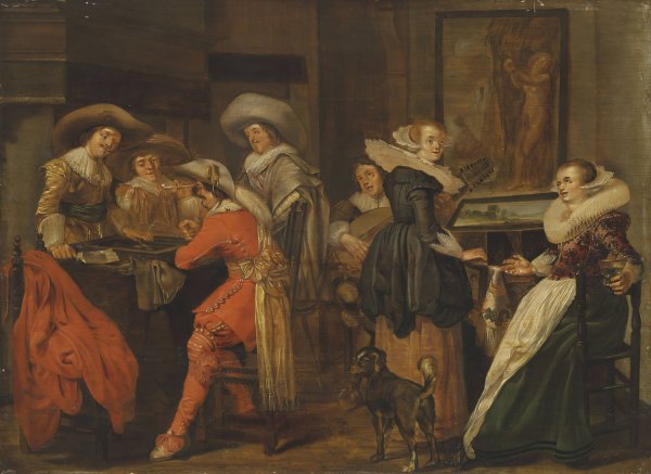 Main Product Photo of An elegant company in an interior Painting by Pieter Codde
