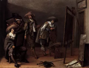 Art-lovers in a Painter's Studio by Pieter Codde Oil Painting