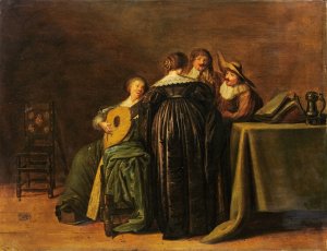 Fashionable Company with a Woman Playing the Lute by Pieter Codde Oil Painting