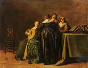 Fashionable Company with a Woman Playing the Lute by Pieter Codde Oil Painting