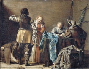 Guard House interior by Pieter Codde Oil Painting