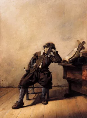 Young Scholar in His Study: Melancholy painting by Pieter Codde