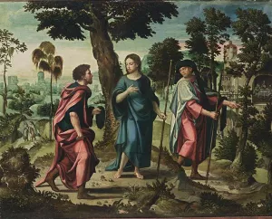 Christ and His Disciples on Their Way to Emmaus Oil painting by Pieter Coecke Van Aelst