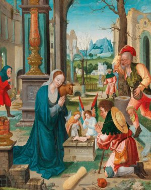 The Adoration of the Shepherds by Pieter Coecke Van Aelst Oil Painting
