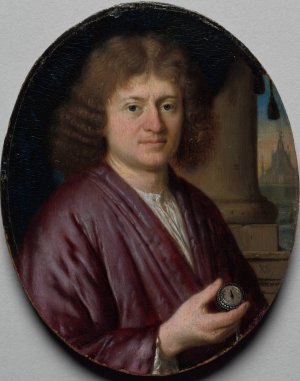 Portrait of a Man Holding a Watch by Pieter Cornelisz Van Slingelandt Oil Painting