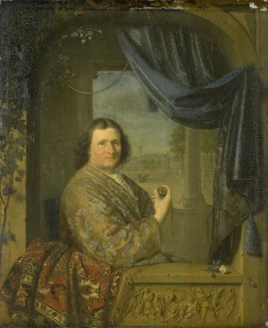 Portrait of a Man with a Watch by Pieter Cornelisz Van Slingelandt Oil Painting