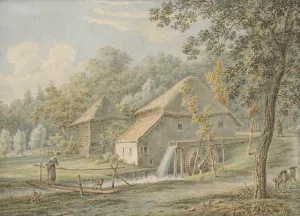 Landschap met watermolen by Pieter De Goeje Oil Painting
