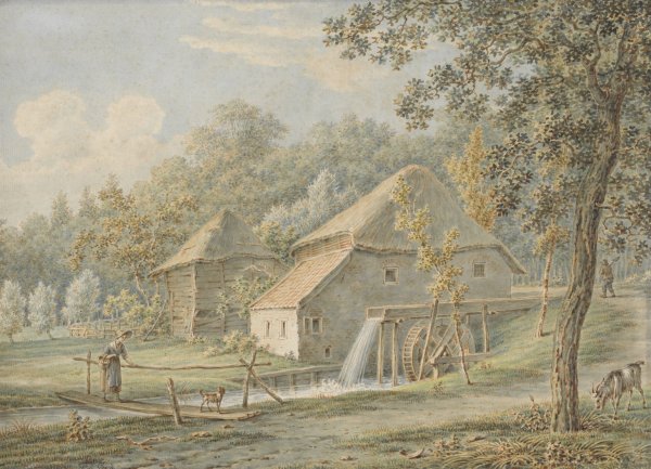 Landschap met watermolen  by Pieter De Goeje - Hand-Painted Oil Painting Reproduction