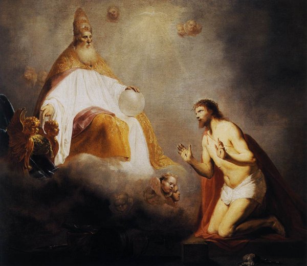 Main Product Photo of God Inviting Christ to Sit on the Throne at His Right Hand Painting by Pieter De Grebber