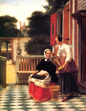 A Mistress and Her Servant by Pieter De Hooch - Oil Painting Reproduction