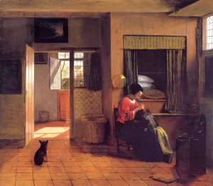 A Mother and Child with Its Head in Her Lap painting by Pieter De Hooch