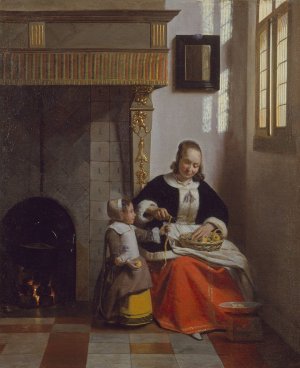 A Woman peeling Apples by Pieter De Hooch Oil Painting
