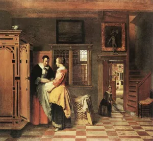 At the Linen Closet by Pieter De Hooch - Oil Painting Reproduction