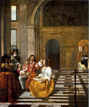 Company Making Music by Pieter De Hooch - Oil Painting Reproduction