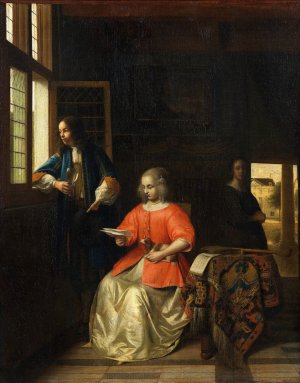 Interior with a Young Lady Reading a Letter by Pieter De Hooch Oil Painting