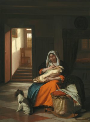 Mother Nursing Her Child by Pieter De Hooch Oil Painting
