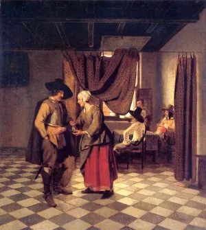 Paying the Hostess by Pieter De Hooch Oil Painting