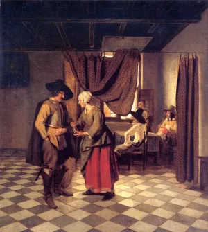 Paying the Hostess Oil painting by Pieter De Hooch