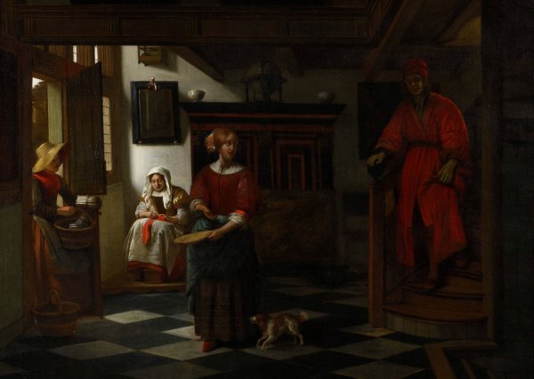 The Asparagus Vendor  by Pieter De Hooch - Hand-Painted Oil Painting Reproduction