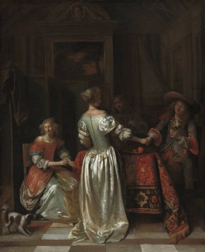 The Greeting by Pieter De Hooch Oil Painting