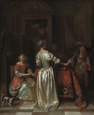 The Greeting by Pieter De Hooch Oil Painting