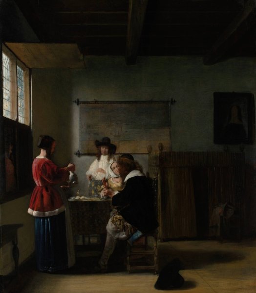 The Visit  by Pieter De Hooch - Hand-Painted Oil Painting Reproduction