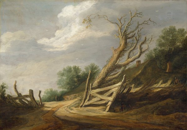Landscape with Open Gate  by Pieter De Molijn - Hand-Painted Oil Painting Reproduction